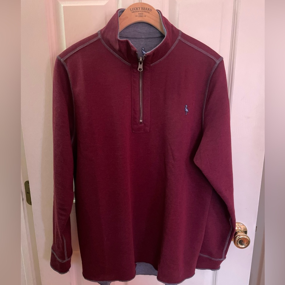 Tailorbyrd Mens Reversible 1/4 Zip Pullover Sweater Maroon And Gray Size Medium